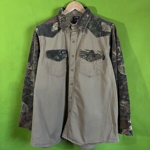 LAPCO FR Flame Resistant Work Shirt Mens XL Long Tan Camo Button Up